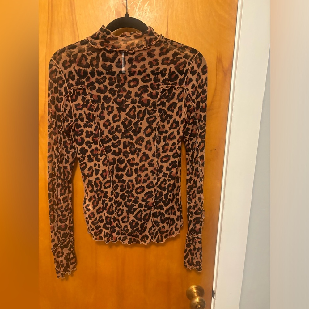 Free People Charlie Mesh Animal Print Sheer Top - Picture 11 of 16